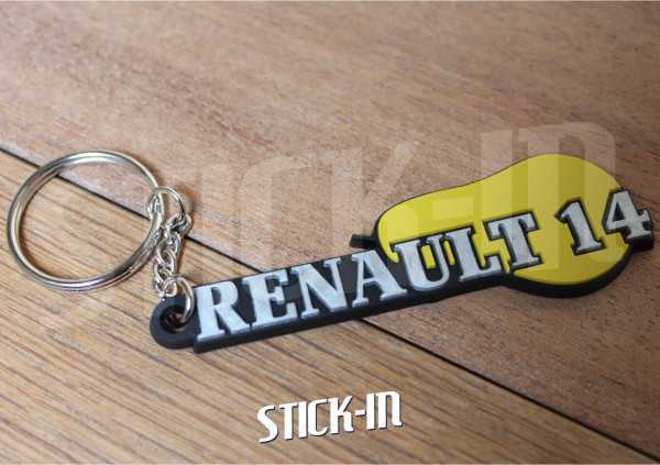 Porte Clés - Renault 14 R14 - PVC Souple Poire Logo Monogramme