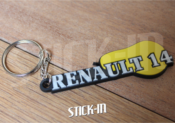 Schlüsselanhänger – Renault 14 R14 – Birnenförmiges Logo-Monogramm aus weichem PVC
