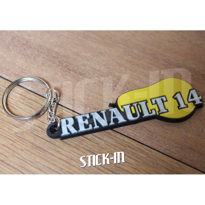 Porte Clés - Renault 14 R14 - PVC Souple Poire Logo Monogramme
