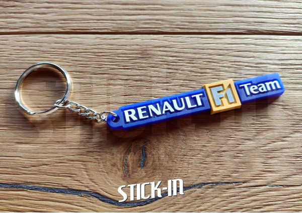 Porte Clés - Renault F1 Team - Bleu - Megane RS R25 R26 Badge Monogramme Logo PVC Souple