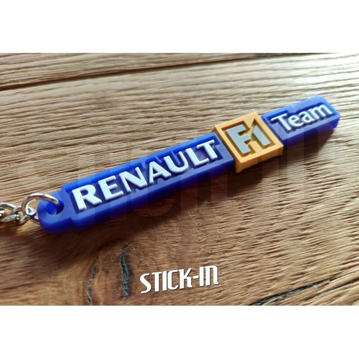 Llavero - Equipo Renault F1 - Azul - Emblema Megane RS R25 R26 con logotipo monograma, PVC suave