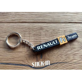 Keyring - Renault F1 Team - Black - Megane RS R25 R26 Badge Monogram Logo Soft PVC
