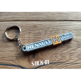 Keyring - Renault F1 Team - Grey - Megane RS R25 R26 Badge Monogram Logo Soft PVC