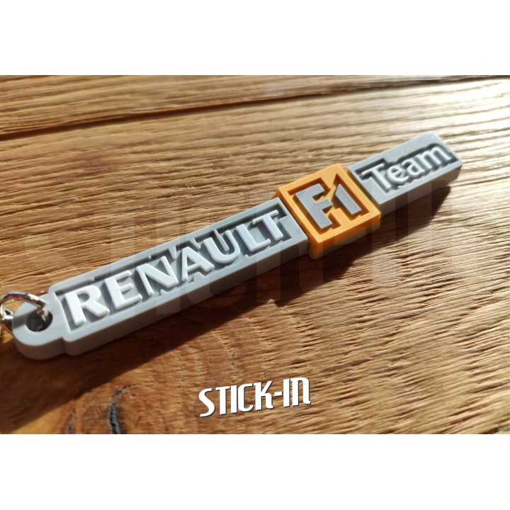 Keyring - Renault F1 Team - Grey - Megane RS R25 R26 Badge Monogram Logo Soft PVC