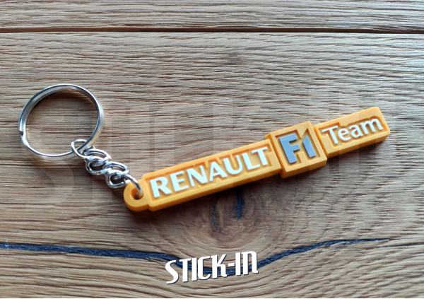 Schlüsselanhänger – Renault F1 Team – Gelb – Megane RS R25 R26 Emblem, Monogramm-Logo, weiches PVC