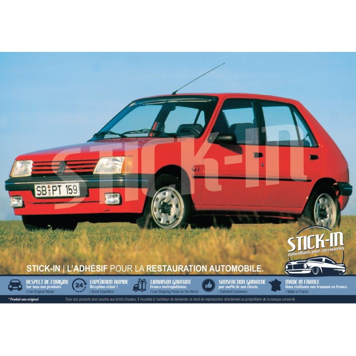 PEUGEOT 205 GT 2 Autocollants Stickers Monogrammes Ailes Avants NOIR