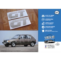PEUGEOT 205 GT 2 Aufkleber Monogramme Kotflügel vorne SILBERGRAU