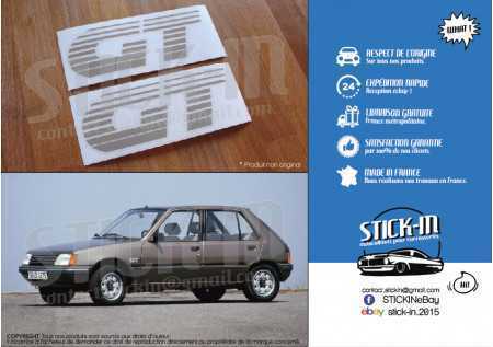 PEUGEOT 205 GT 2 Adesivi Decalcomanie Monogrammi Parafanghi Anteriori GRIGIO ARGENTO