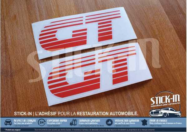 PEUGEOT 205 GT 2 Autocollants Stickers Monogrammes Ailes Avants ROUGE