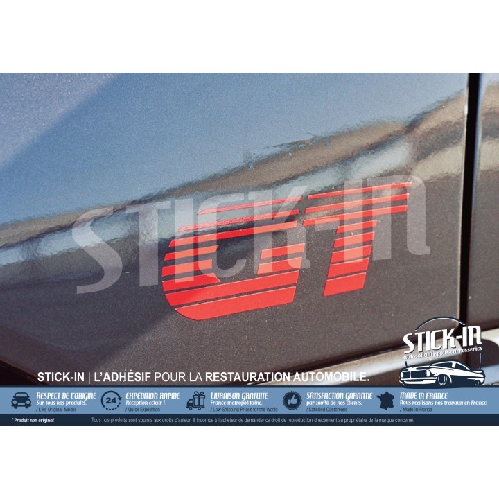 PEUGEOT 205 GT 2 Autocollants Stickers Monogrammes Ailes Avants ROUGE