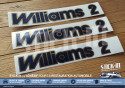 Satz mit 3 goldenen und blauen "Williams 2" Monogramm Aufkleber (englische Version) - Renault Clio Williams 2