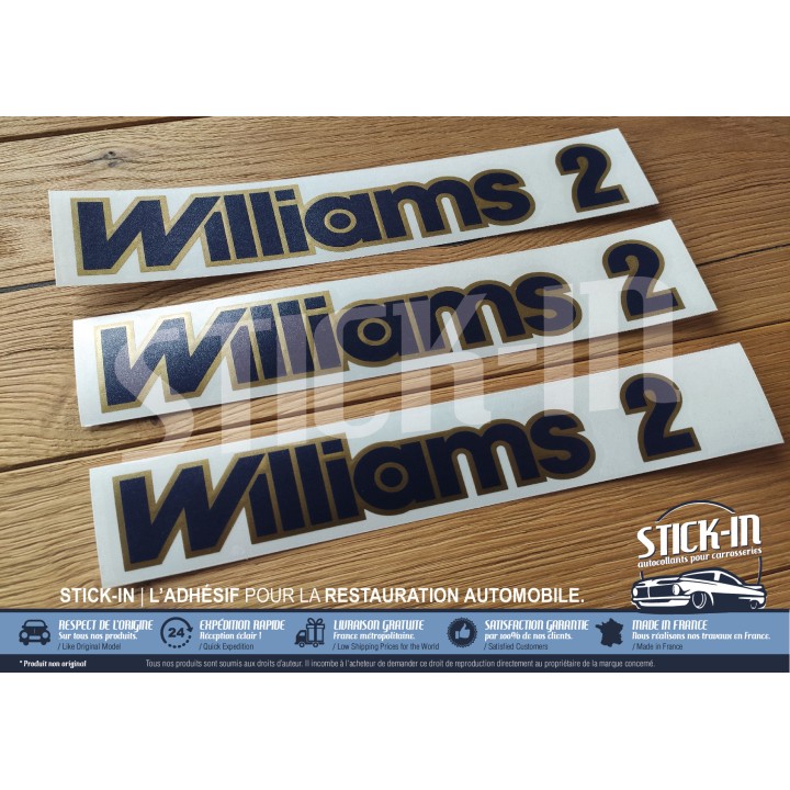 Pegatinas con monograma azul y dorado para Renault Clio "Williams 2" (versión inglesa).