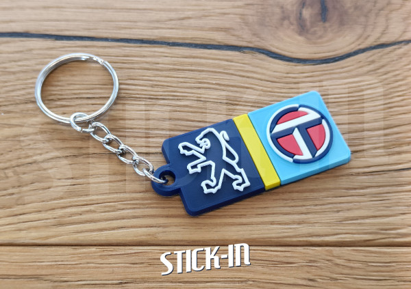 Schlüsselanhänger – PTS Peugeot Talbot Sport Logo – Monogramm-Logo aus weichem PVC