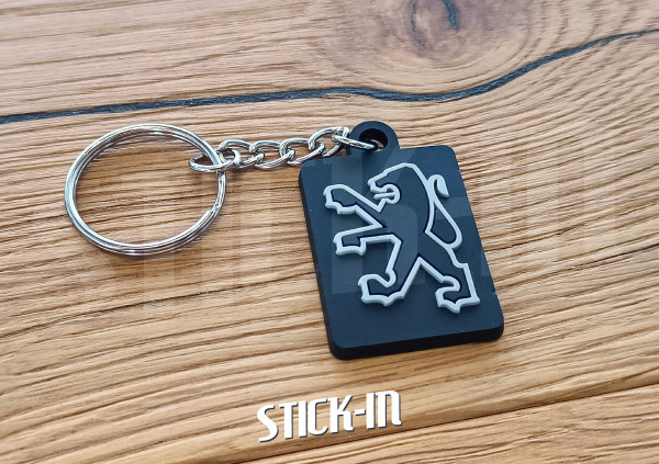 Schlüsselanhänger – Peugeot-Logo – Monogramm aus weichem PVC