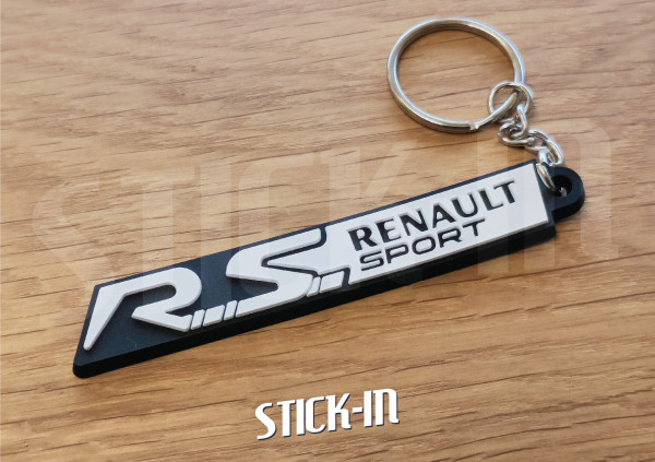 Schlüsselanhänger – Renault Sport RS – Weiß – Kofferraum-Monogramm-Emblem, weiches PVC