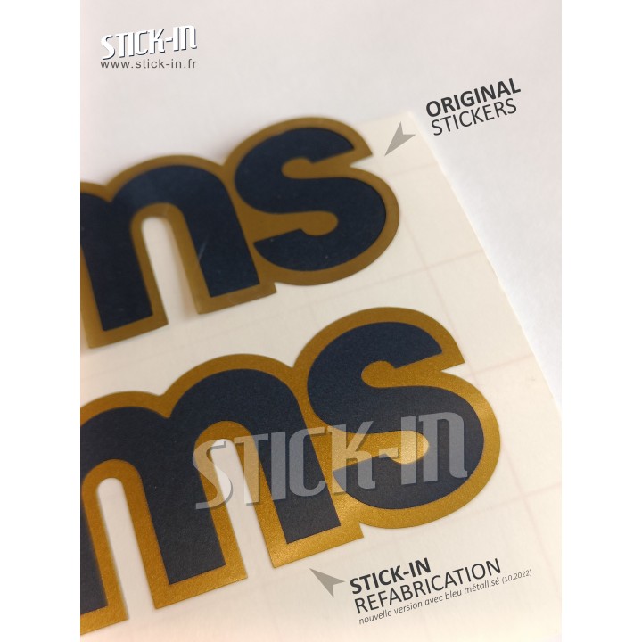 Set of 3 "Williams 3" monogram stickers (English version) in gold and blue - Renault Clio Williams 3