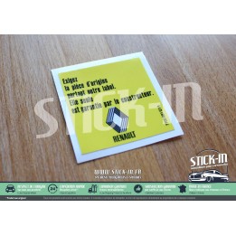 Autocollant Stickers Renault Exigez Pièce Origine R5 GT Turbo 5 Alpine 4L R21