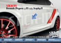 2 Stickers Autocollants Damiers Portes (côtés gauche + droit) Rouge - Renault Megane 3 RS TROPHY-R 275