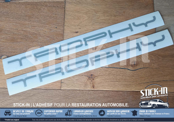 2 Autocollants Stickers "TROPHY" Bas de Caisse - Renault Clio 2 RS Trophy