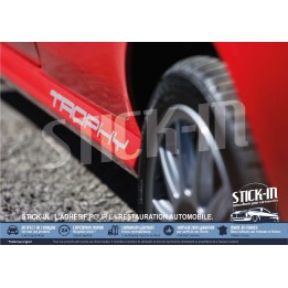 2 "TROPHY" Side Skirt Stickers, Silver Grey - Renault Clio 2 RS Trophy