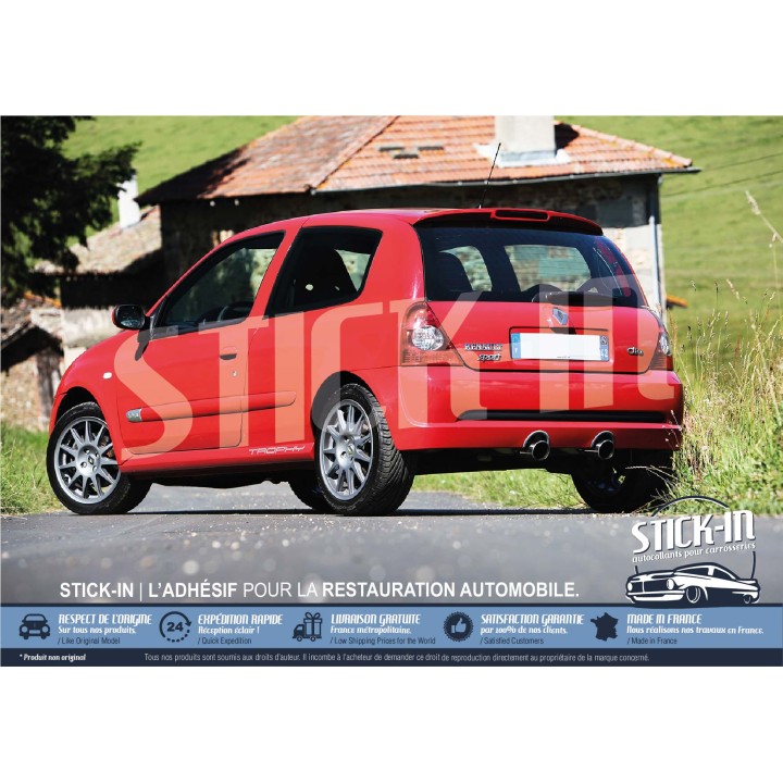 2 adesivi laterali "TROPHY" per minigonne, grigio argento - Renault Clio 2 RS Trophy