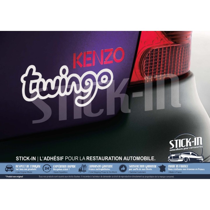 autocollant sticker "Kenzo". Logo pour coffre ou ailes avant au dessus répétiteurs - Renault Twingo 1 (2004-2007)