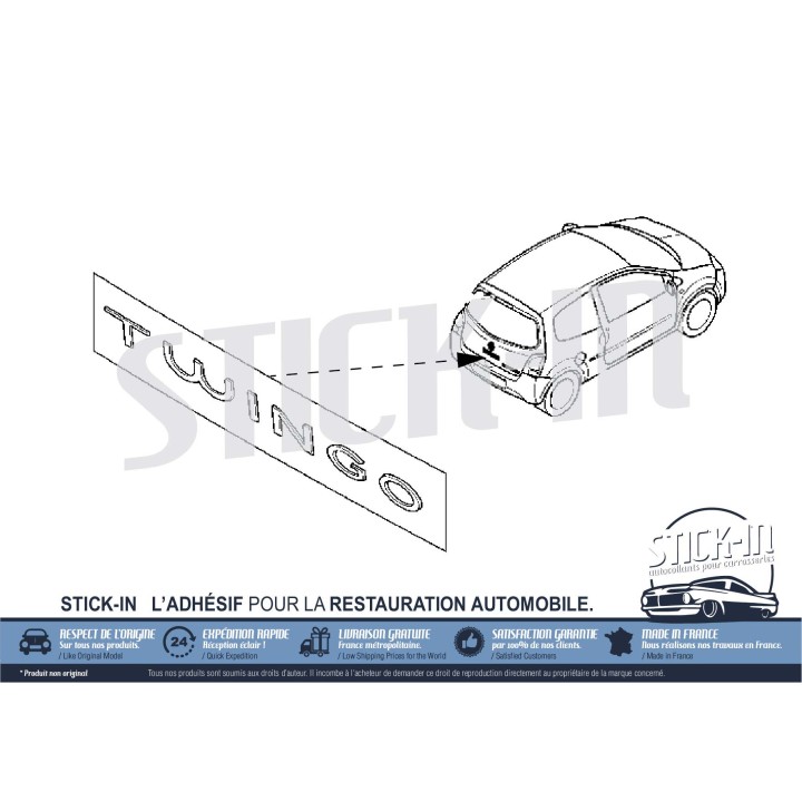 Adesivo monogramma "Twingo" per il bagagliaio - Renault Twingo 2 (2007-2014)