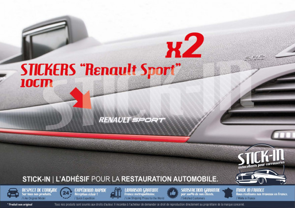 2 Autocollants Stickers Tableau Bord Renault Sport Megane Clio Twingo RS