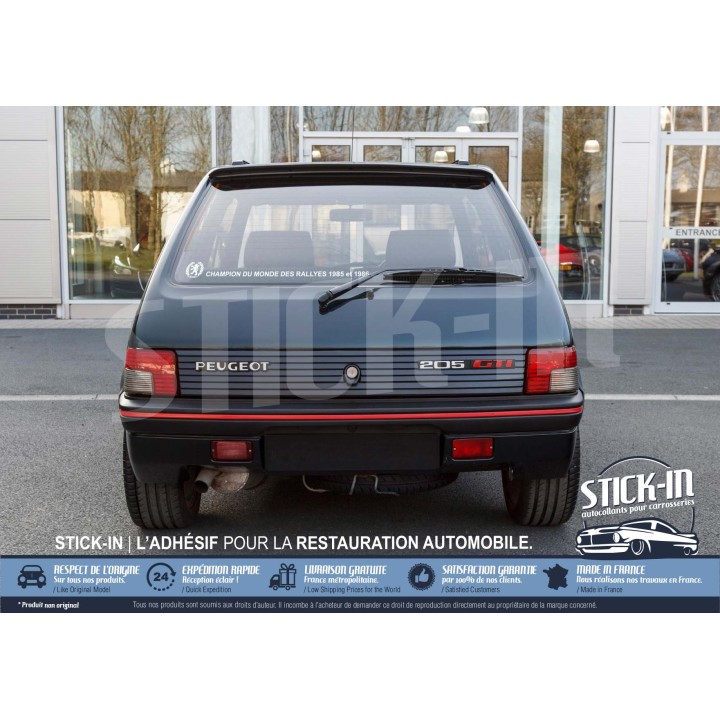 Pegatina en la luneta trasera "Campeón del mundo de rally 1985 y 1986" - Peugeot 205