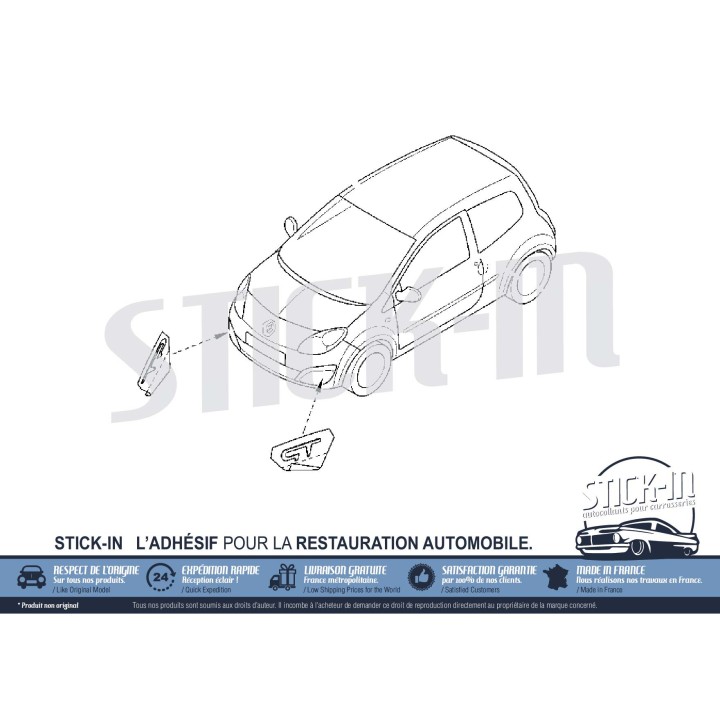 1 Twingo "GT" Bumper Sticker Fog Light Sticker - Renault Twingo 2 (2007-)