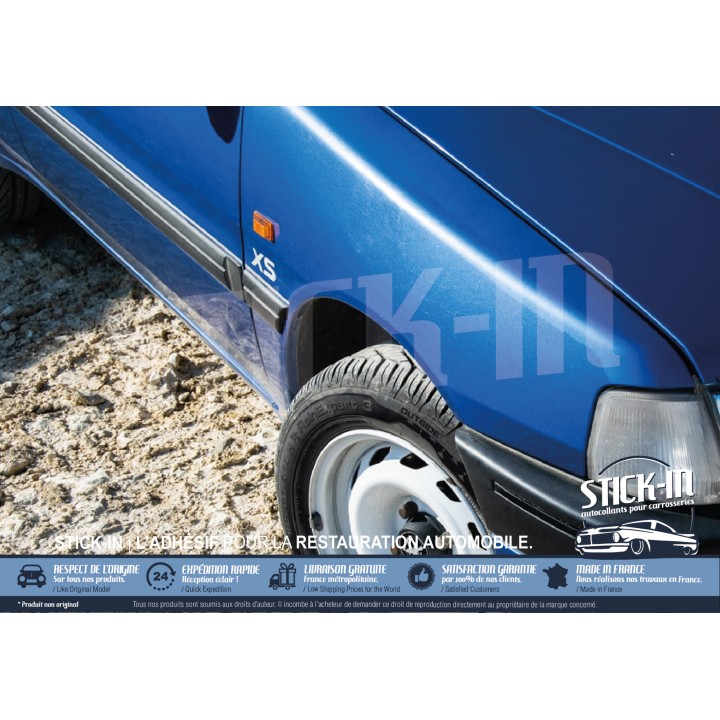 2 pegatinas "XS", pegatinas con monograma para las aletas delanteras - PEUGEOT 106 XS