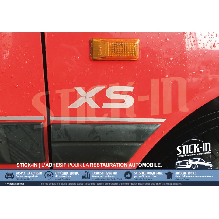 2 „XS“-Aufkleber, Monogramm-Aufkleber für die vorderen Kotflügel – PEUGEOT 106 XS