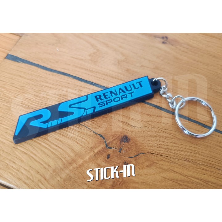 Porte Clés - Renault Sport RS - Bleu - Badge Monogramme Coffre Logo PVC Souple