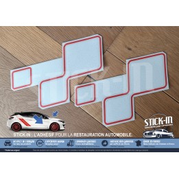 2 Stickers Autocollants Damiers Portes (côtés gauche + droit) Rouge - Renault Megane 3 RS TROPHY-R 275