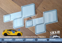 2 Stickers Autocollants Damiers Portes (côtés gauche + droit) Gris Argent - Renault Megane 3 RS TROPHY-R 275