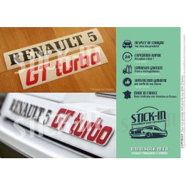 Kit de renovación de logotipos, emblemas y monogramas traseros para Renault 5 GT Turbo R5 GTT - Pegatinas negras y rojas