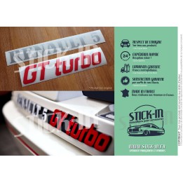 Erneuerung der Logos, Embleme und Monogramme für das Heck des Renault 5 GT Turbo R5 GTT in Silber und Rot – Aufkleber