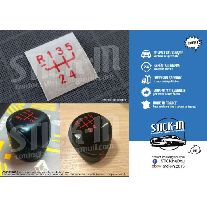 Autocollant Stickers Pommeau Renault 5 GT turbo GTT R5 gearknob gear knob