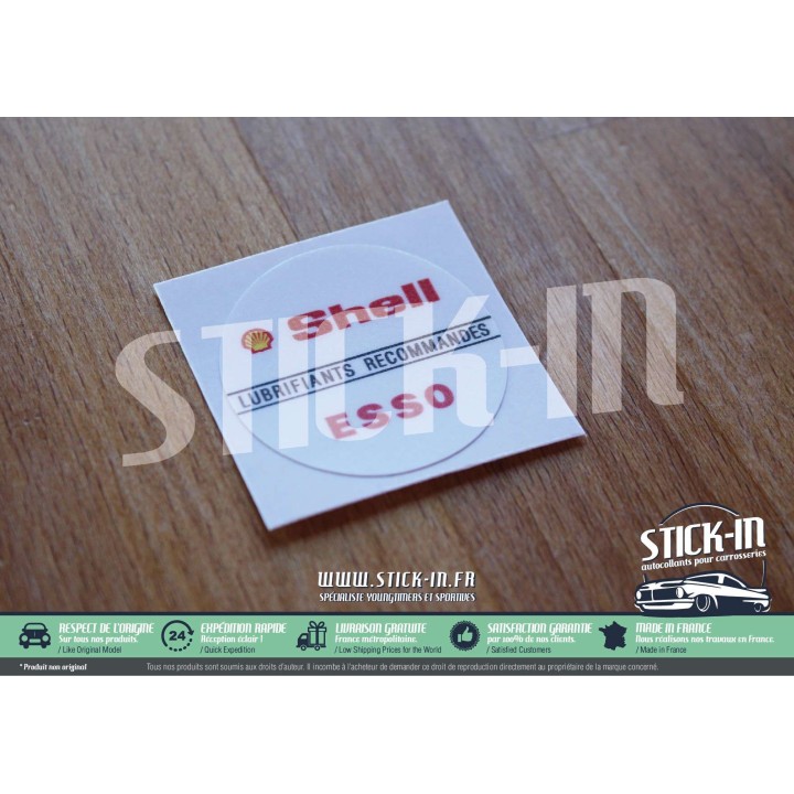 Pegatinas para tapones de aceite Peugeot 104, 205, 304, 309, 504, GTI, Shell y Esso.
