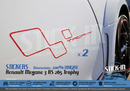 Renault Megane 3 RS TROPHY 265 Stickers Autocollants Portes