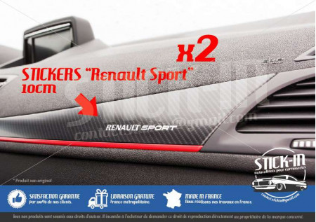 2 Autocollants Stickers Tableau Bord Renault Sport Megane Clio Twingo RS