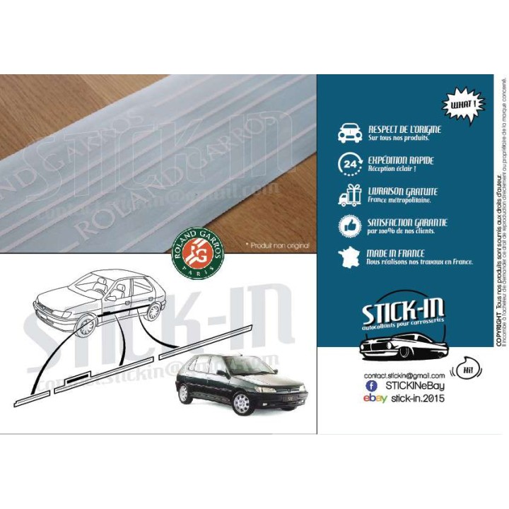 Kit de pegatinas Roland Garros para Peugeot 306 de 5 puertas