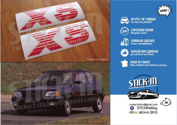 PEUGEOT 205 XS 2 Autocollants Stickers Monogrammes Ailes Avants Carrosserie