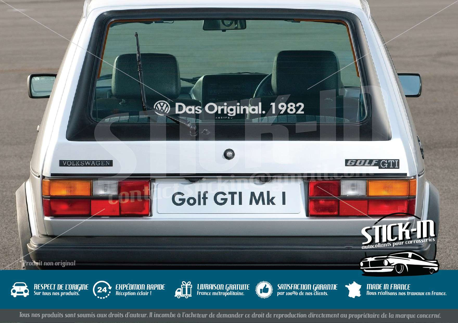 Volkswagen Autocollants Das Original Année Golf GTI - STICK-IN