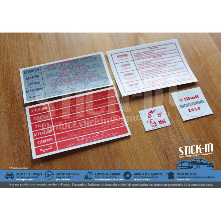 5 Autocollants Stickers Peugeot 205 GTI 1.6L 115 Compartiment Moteur