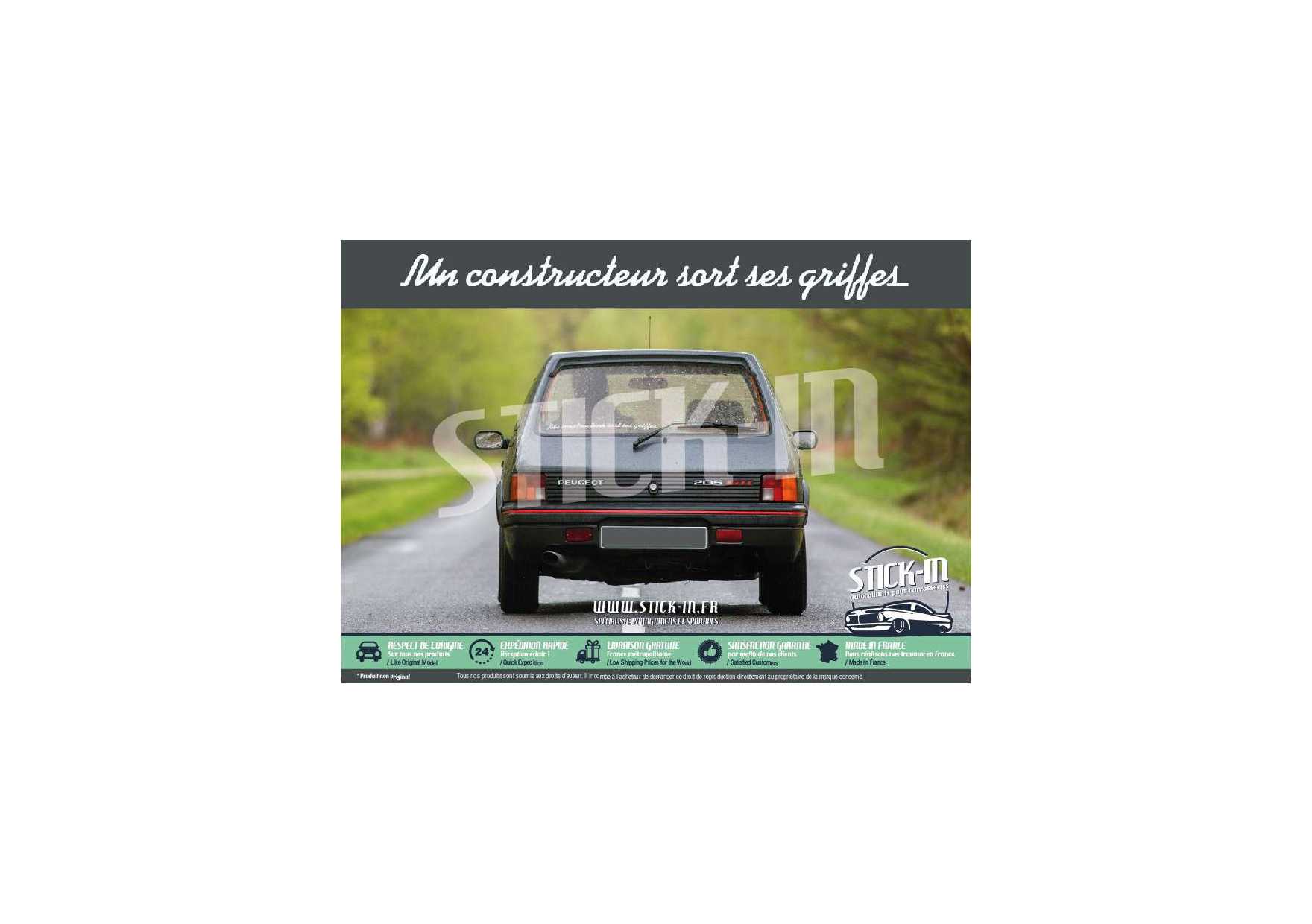 Peugeot 205 Stickers Autocollants Champion Du Monde Rallyes Lunette Arrière GTI - Foto 2