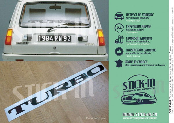 Autocollant TURBO Renault 5 Alpine R5 Maxi 2 vitre arrière stickers