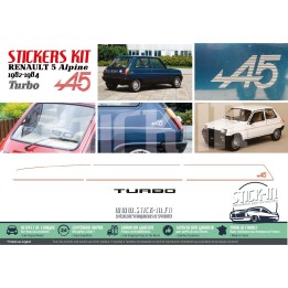Kit Complet Autocollants Stickers Renault 5 Alpine Turbo A5 1982 1983 1984