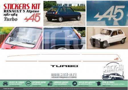 Complete Kit Stickers Decals Renault 5 Alpine Turbo A5 1982 1983 1984