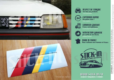 Aufkleber 3 Streifen PTS Kühlergrill Peugeot 205 309 405 GTI Rallye